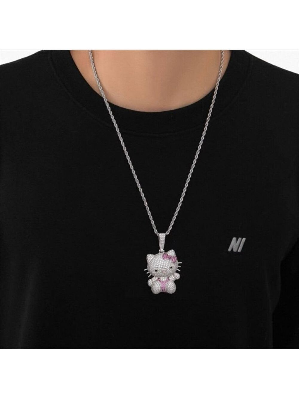 Hello Kitty Rhinestone Necklace with Chain - Picture 3 of 3